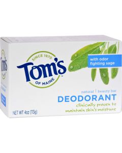 Tom's of Maine Natural Beauty Bar Deodorant with Odor Fighting Sage - 4 oz - Case of 6