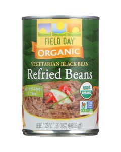 Field Day Beans - Organic - Vegetarian - Refried - Black - 15 oz - case of 12