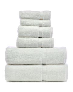 Bare Cotton Luxury Hotel & Spa Towel 100% Genuine Turkish Cotton 6 Piece Towel Set - White - Dobby Border