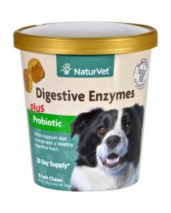 NaturVet Digestive Enzymes - Plus Probiotics - Dogs - Cup - 70 Soft Chews