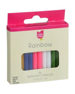 Cake Mate Birthday Party Candles - Rainbow - 2 in x 3/16 in - 36 Count - Case of 12
