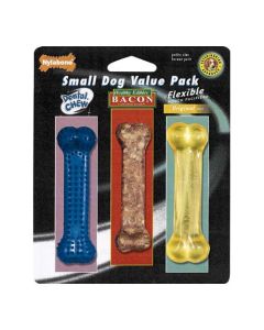 Nylabone Small Dog Chew Toy Value Pack Blue / Brown / Yellow 4.5" x 1.5" x 1.5"