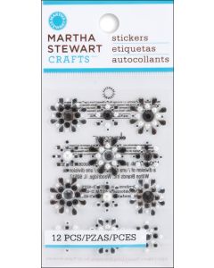 Martha Stewart Doily Lace Gemstones Stickers 12/Pkg-Black, Clear & Pearl