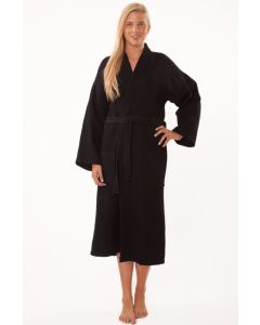 Bare Cotton Adult Waffle Kimono Robe - Black - Adult - One Size - Adult Waffle Kimono Robe - Black - One Size