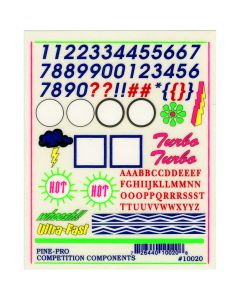 Pinepro Pine Car Derby Decal 4"X5"-Numbers & Letters