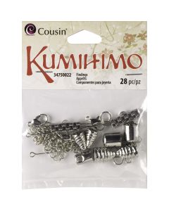 Cousin Kumihimo Assorted Metal Findings 36/Pkg-Silver