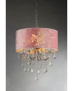 Warehouse of Tiffany Dice 3-light 60-watt Crystal Chandelier with Pink Etched Rose Shade