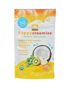 HAPPY BABY Happy Creamies Organic Snacks - Apple Spinach Pea Kiwi - Case of 8 - 1 oz