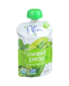 Plum Organics Just Veggie - Organic - Sweet Peas with Mint - Stage 1 - 4 Months and Up - 3 oz - Case of 6