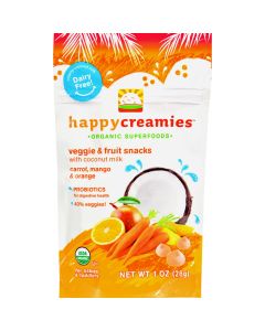 HAPPY BABY Happy Creamies Organic Snacks - Carrot Mango Orange - Case of 8 - 1 oz